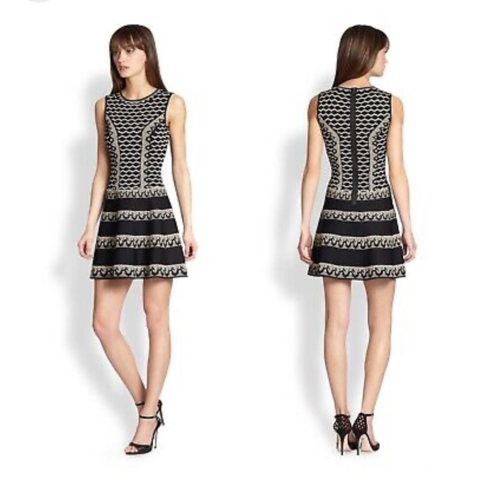 BCBGMaxazria Wilma black nude dress